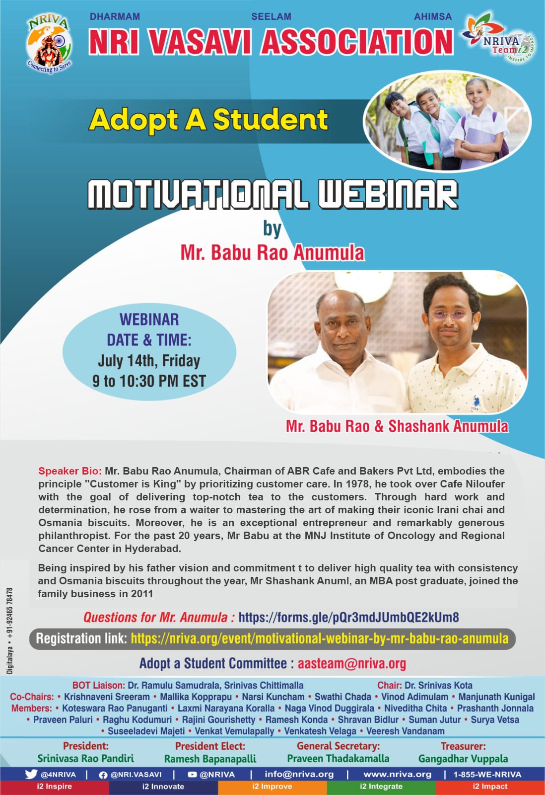 Motivational Webinar by Mr. Babu Rao Anumula
