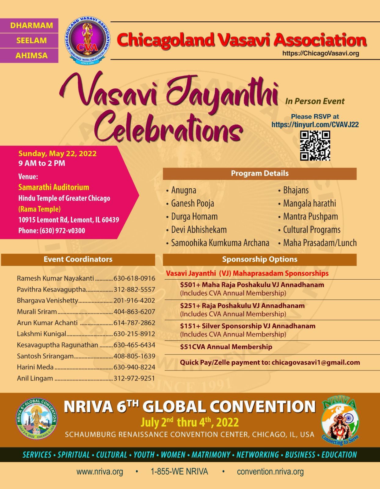 Chicago Vasavi Jayanthi Celebrations
