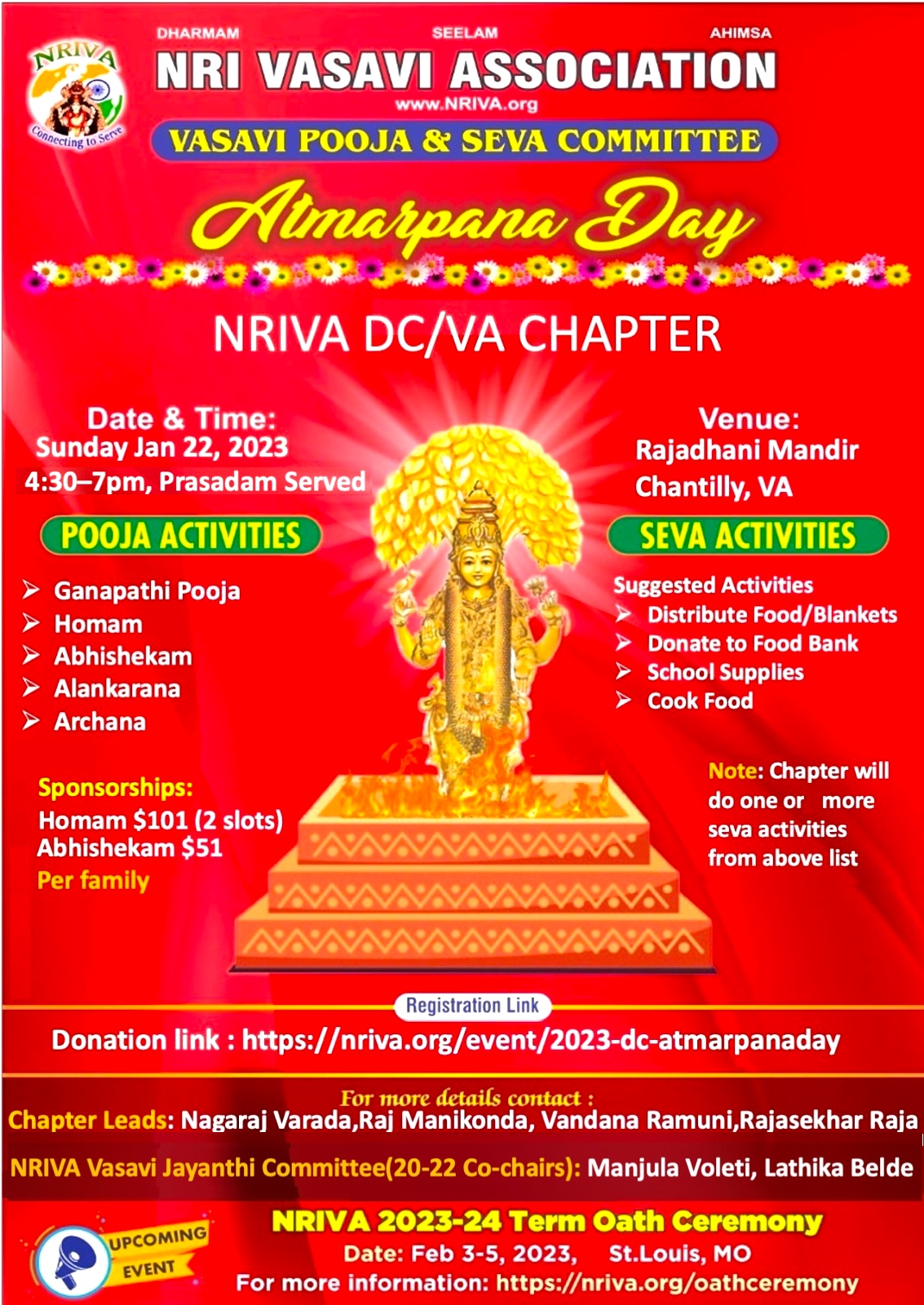 DC/ Virginia Chapter Vasavi Maatha Atmarpana Day