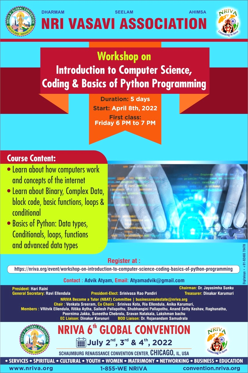 Workshop on Introduction to Computer Science, Coding & Basics of Python Programming