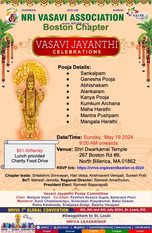 NRIVA Boston Vasavi Jayanthi Pooja 2024