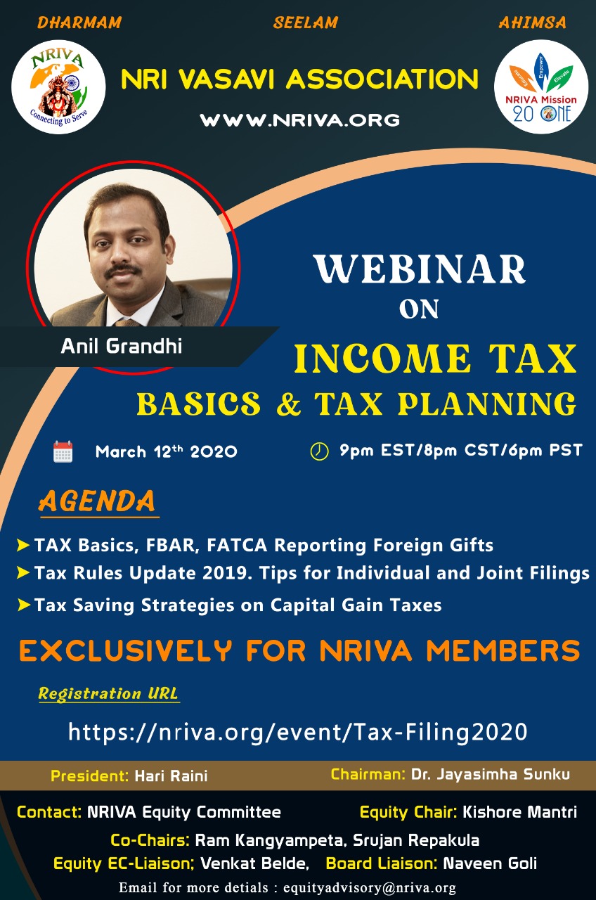 NRIVA Tax Filing Webinar